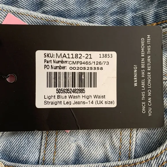 Light Blue Wash High Waist Straight Leg Jeans Perttylittlething  NWT SIZ…
