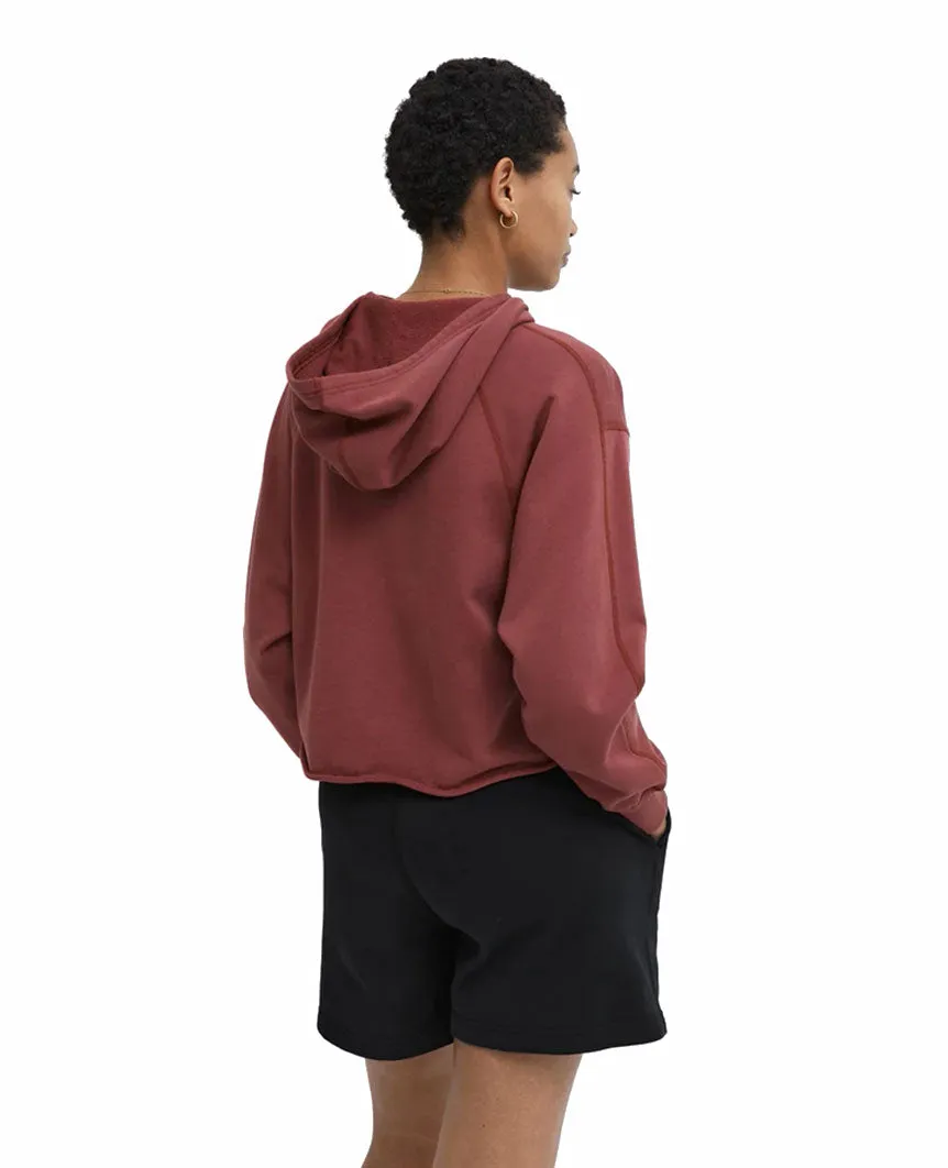 Lightweight Terry Cut-off Hoodie Womens Russet