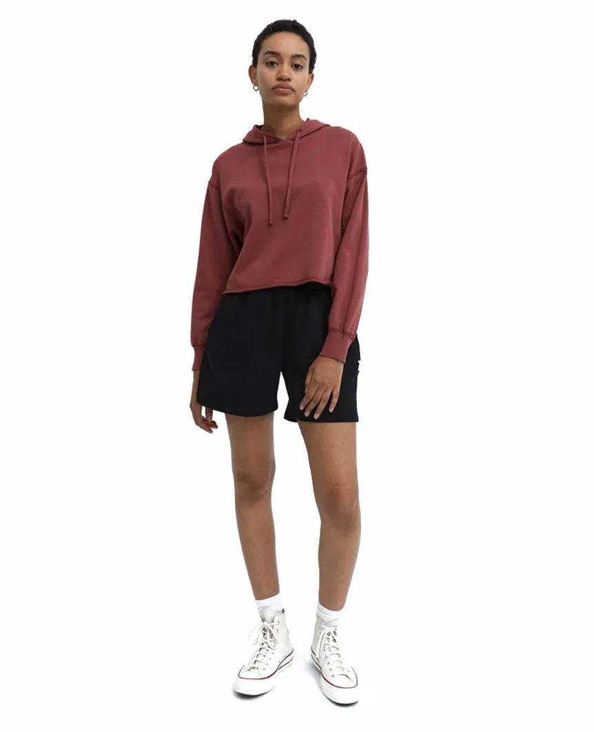 Lightweight Terry Cut-off Hoodie Womens Russet