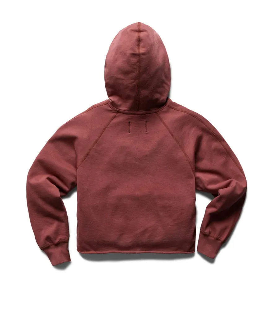 Lightweight Terry Cut-off Hoodie Womens Russet