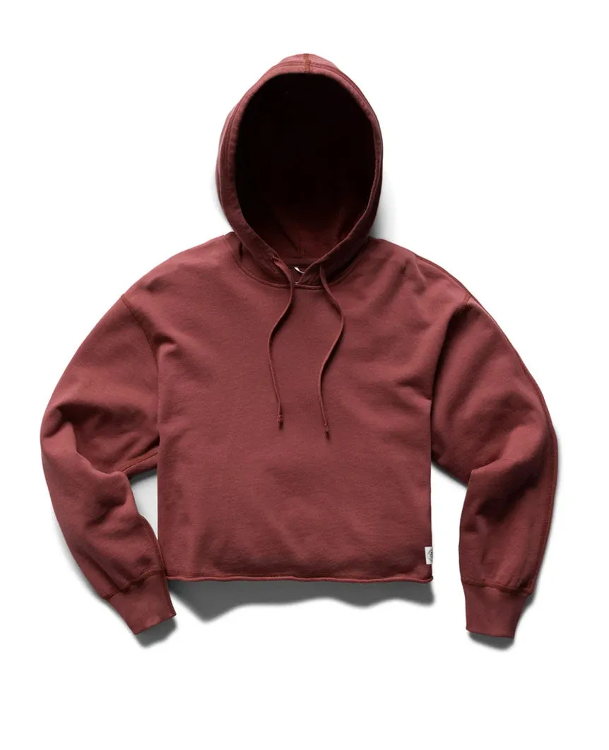 Lightweight Terry Cut-off Hoodie Womens Russet
