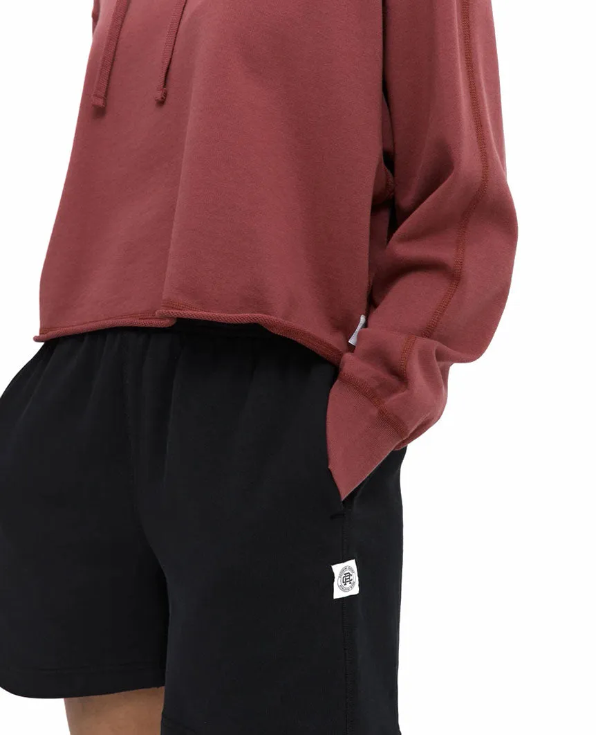Lightweight Terry Cut-off Hoodie Womens Russet