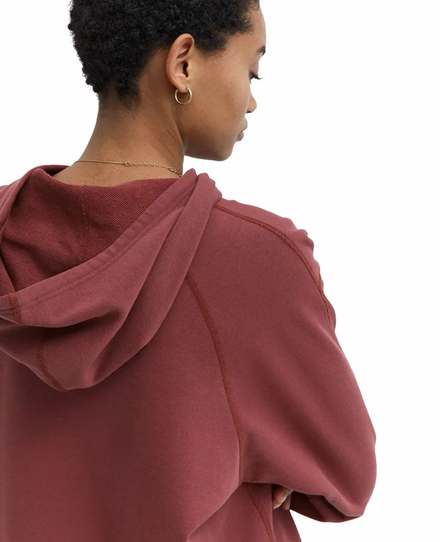 Lightweight Terry Cut-off Hoodie Womens Russet
