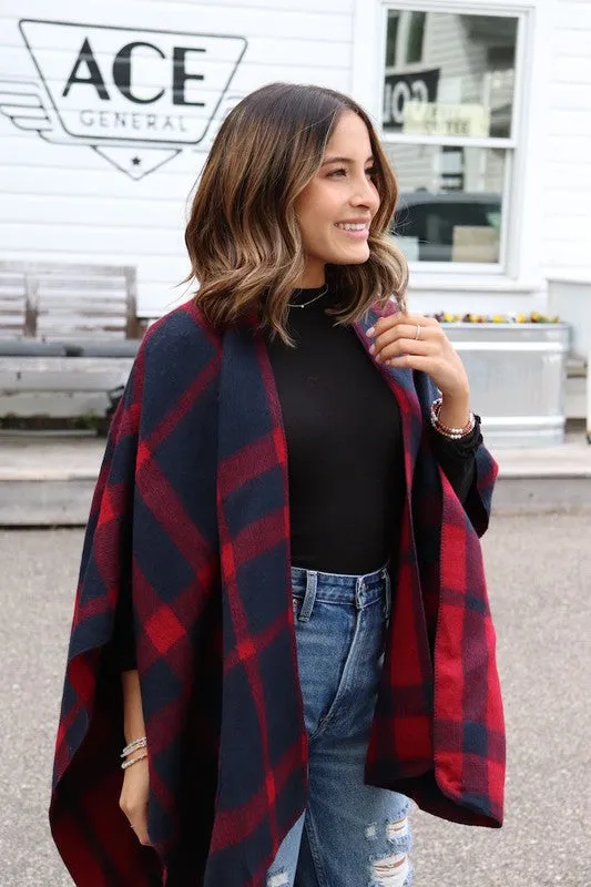 Lori Plaid Poncho