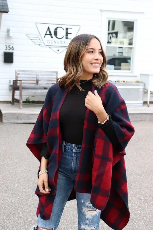 Lori Plaid Poncho