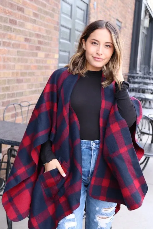 Lori Plaid Poncho