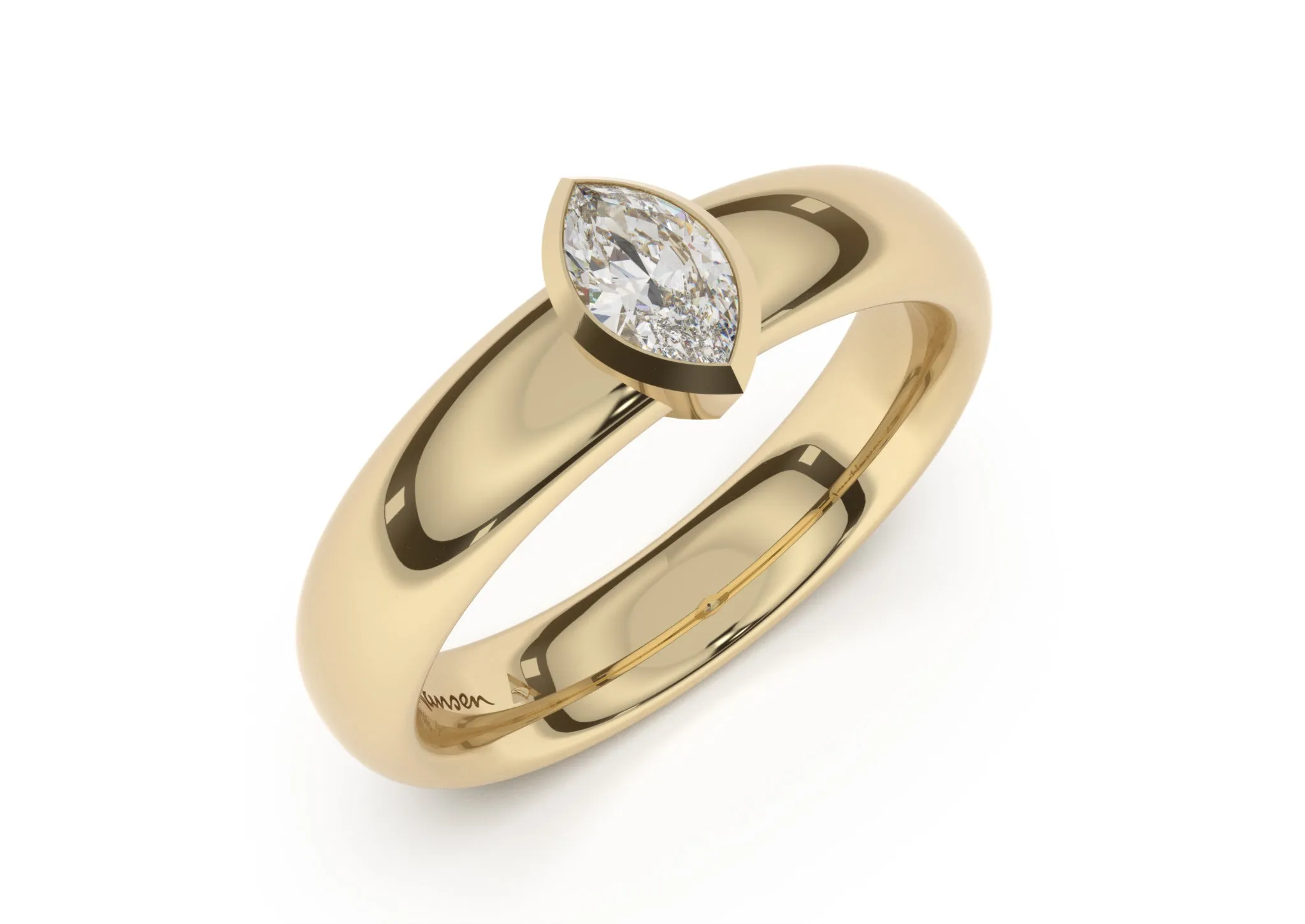 Marquise Elegant Engagement Ring, Yellow Gold