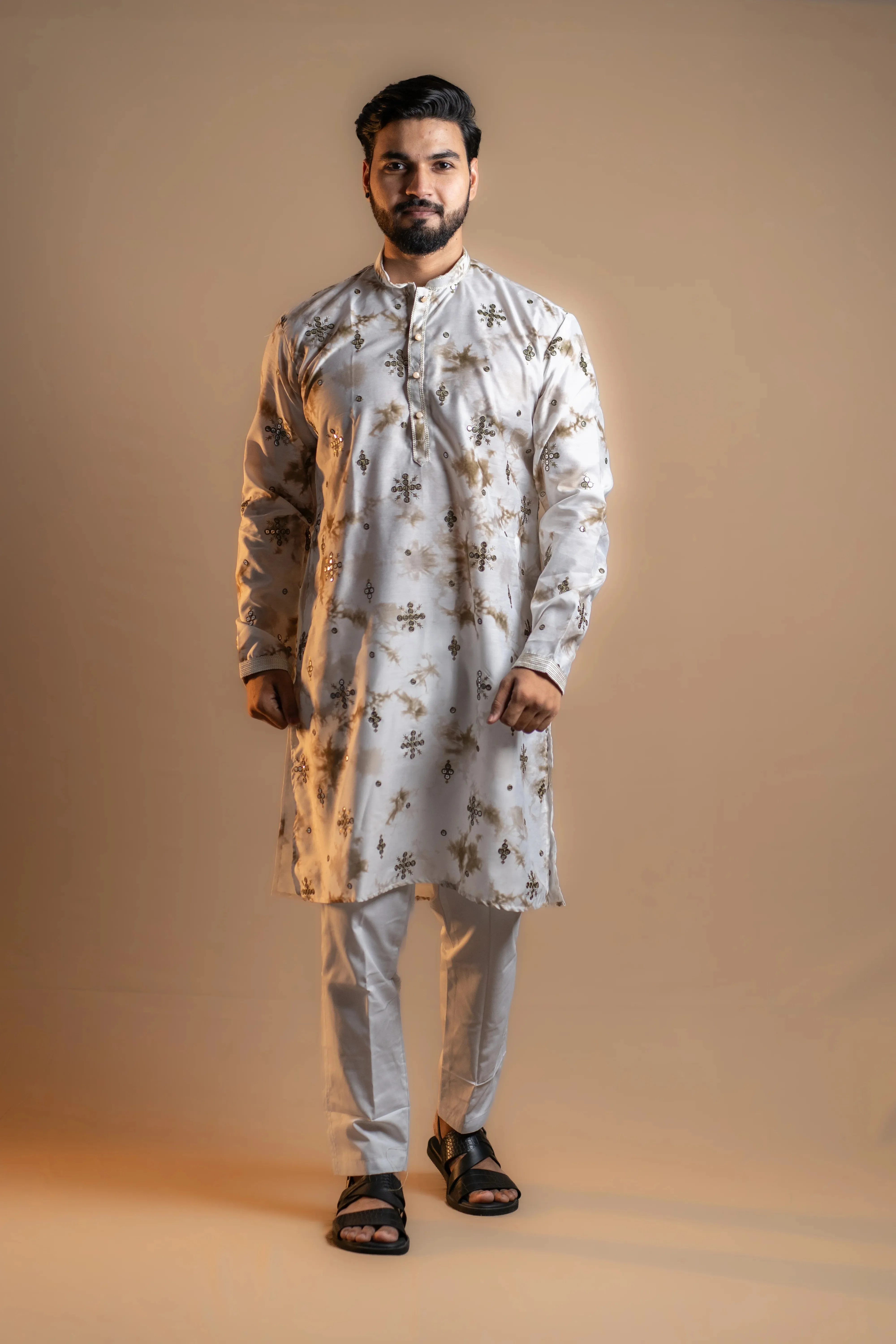 Mauve Tie-dye Printed Kurta Set
