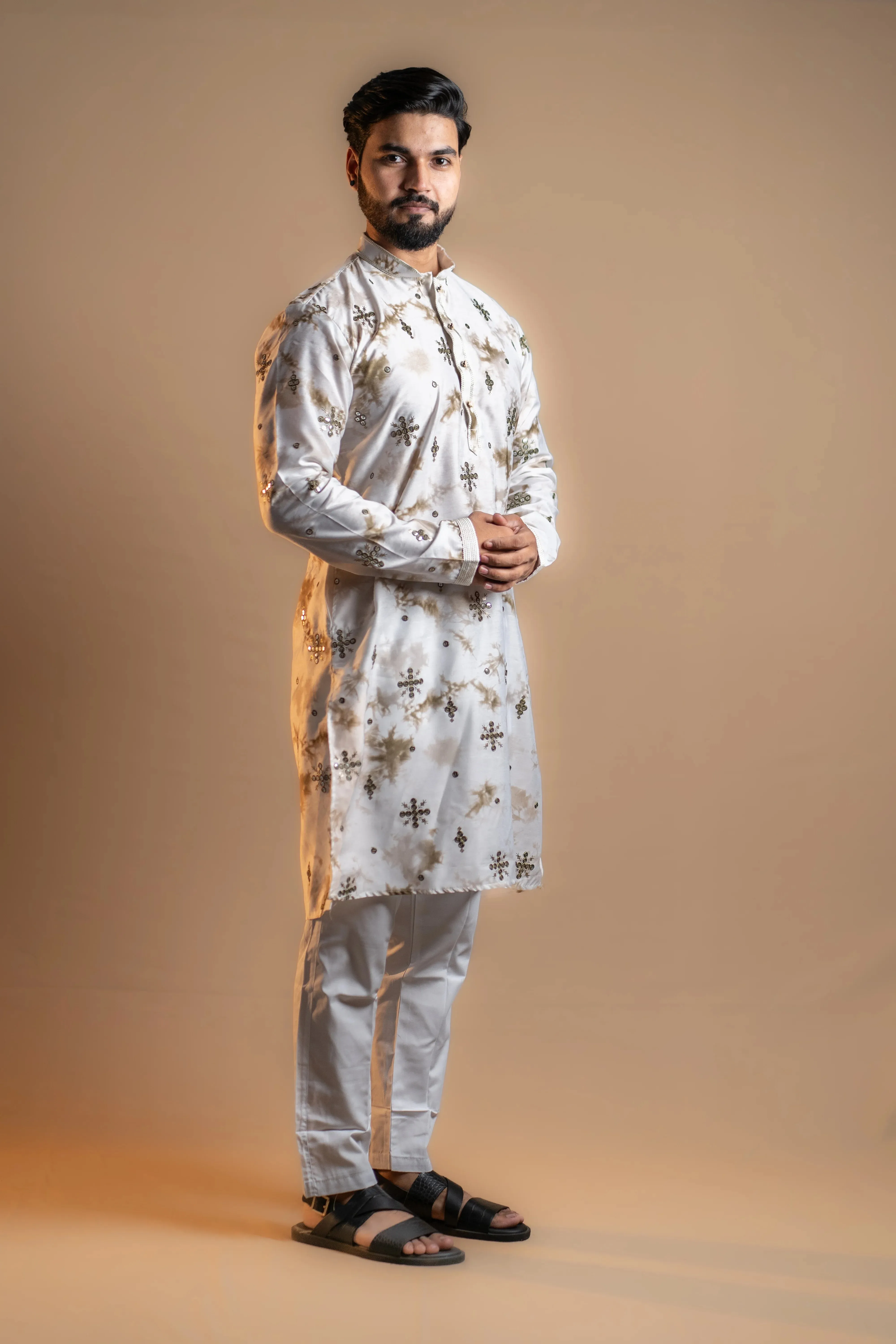 Mauve Tie-dye Printed Kurta Set
