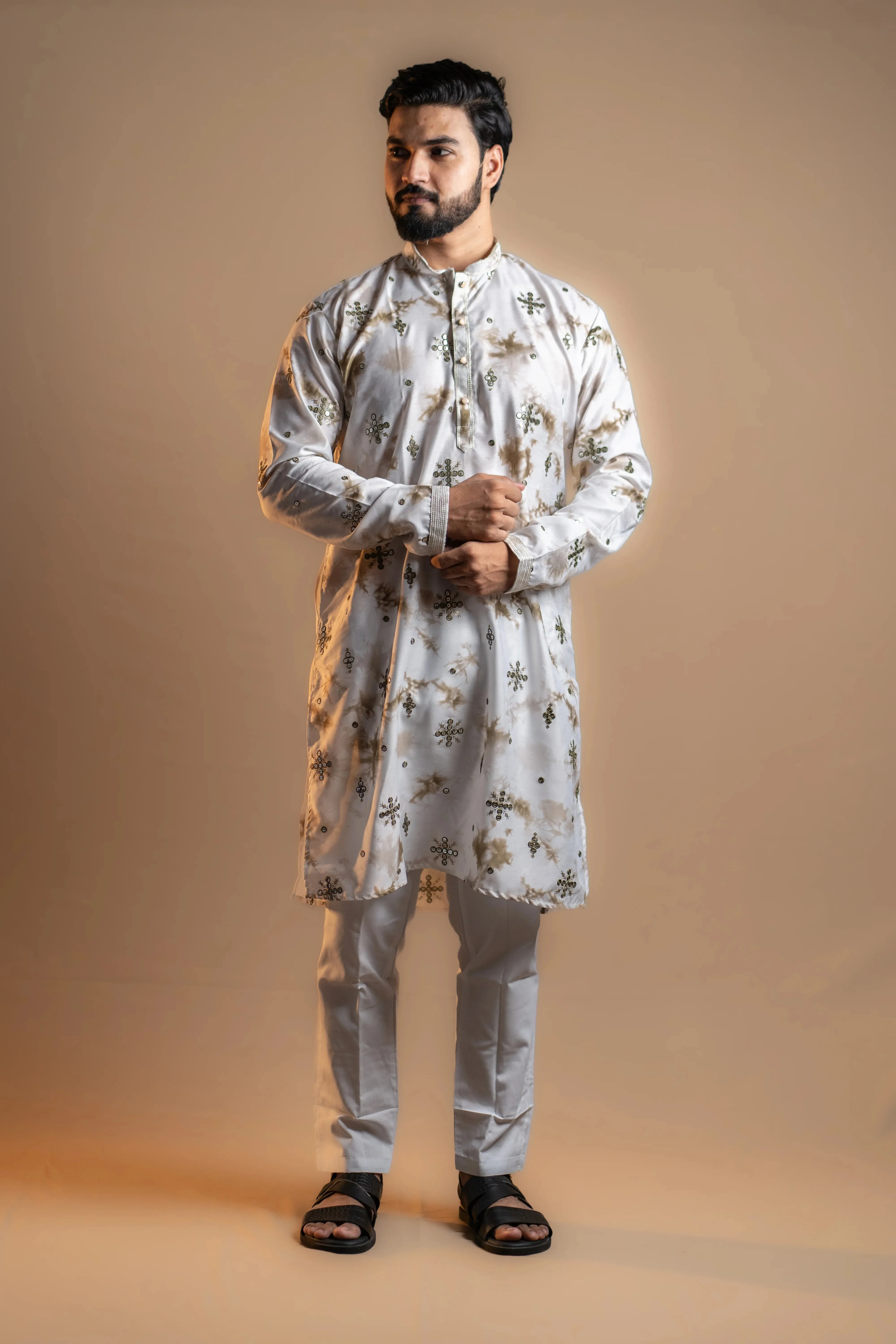 Mauve Tie-dye Printed Kurta Set