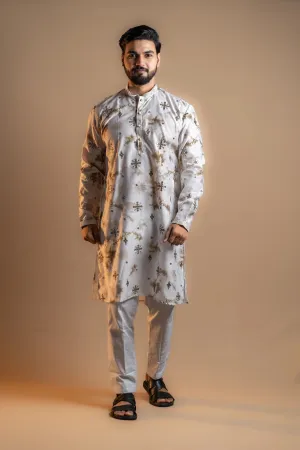 Mauve Tie-dye Printed Kurta Set
