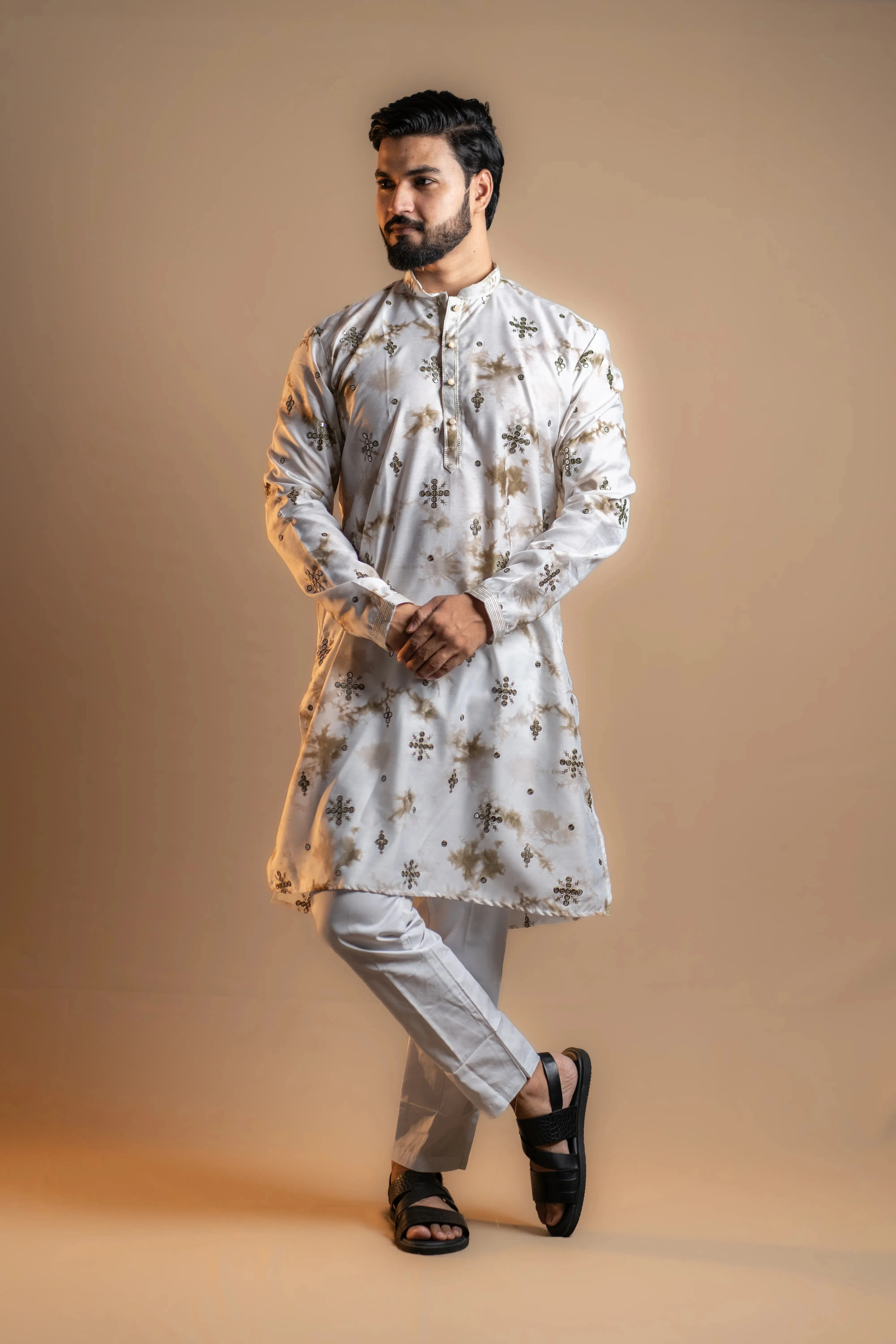 Mauve Tie-dye Printed Kurta Set