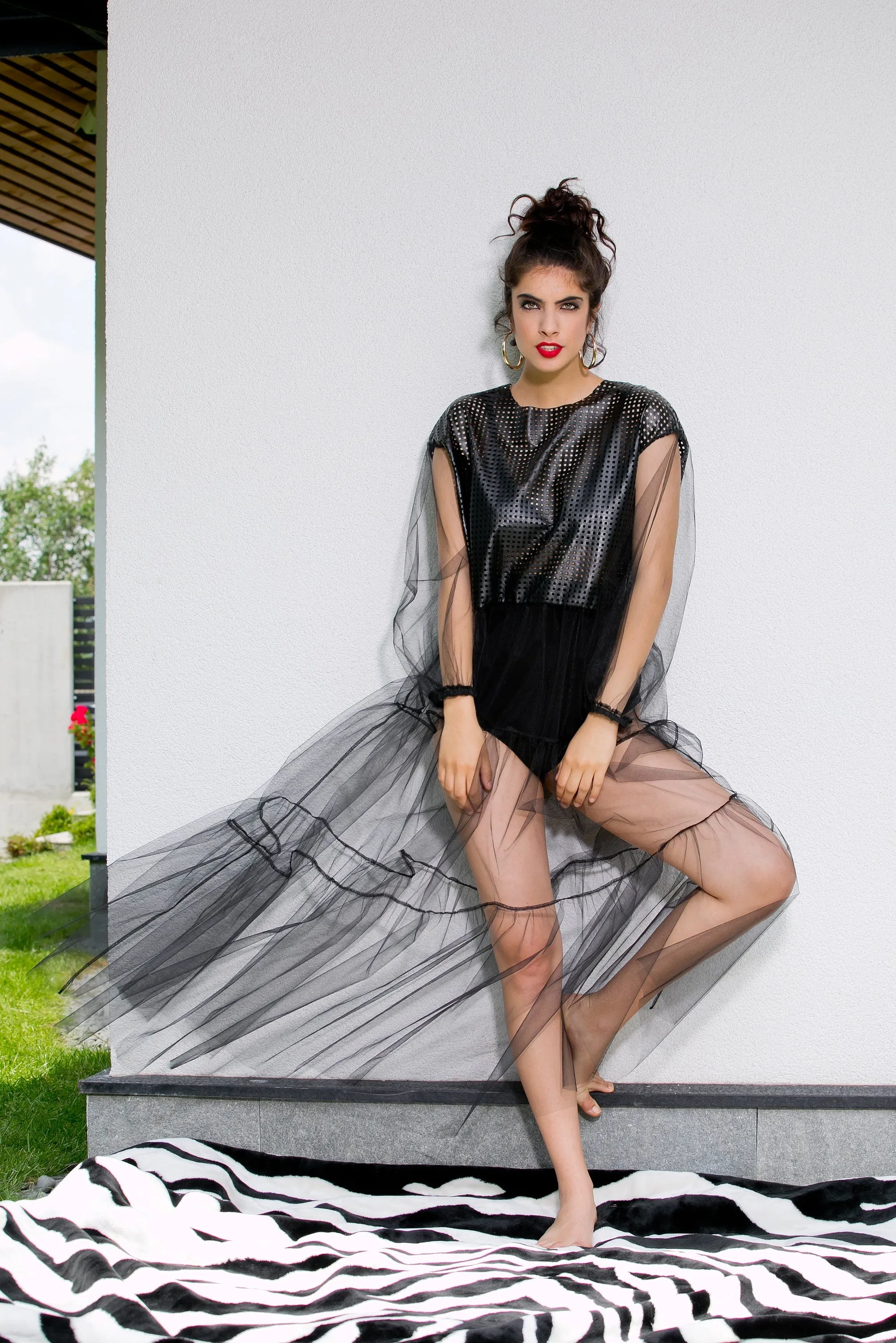 Maxi Dress With Sleeves, Black Maxi Dress, Tulle Dress, Plus Size Clothing, Faux Leather Dress, Sheer Dress, See Through Dress, Sexy Dress