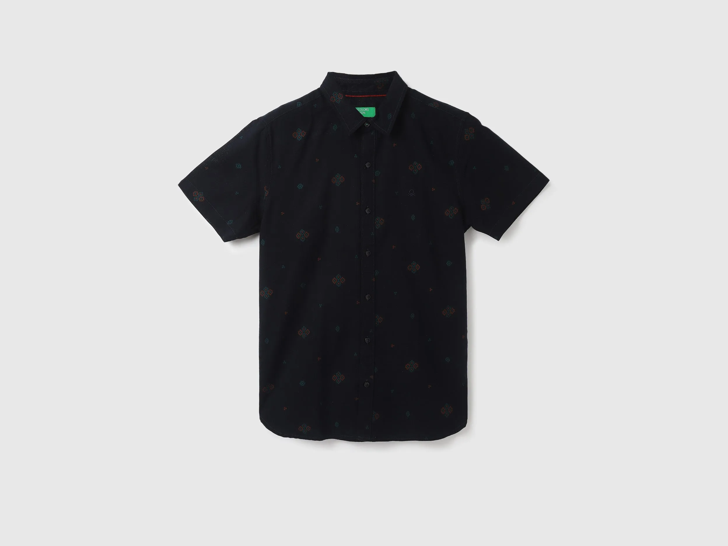 Men Printed Spread Collar Shirt