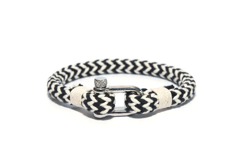 Mens Unique Nautical Bracelet White & Black - 7FB-0137