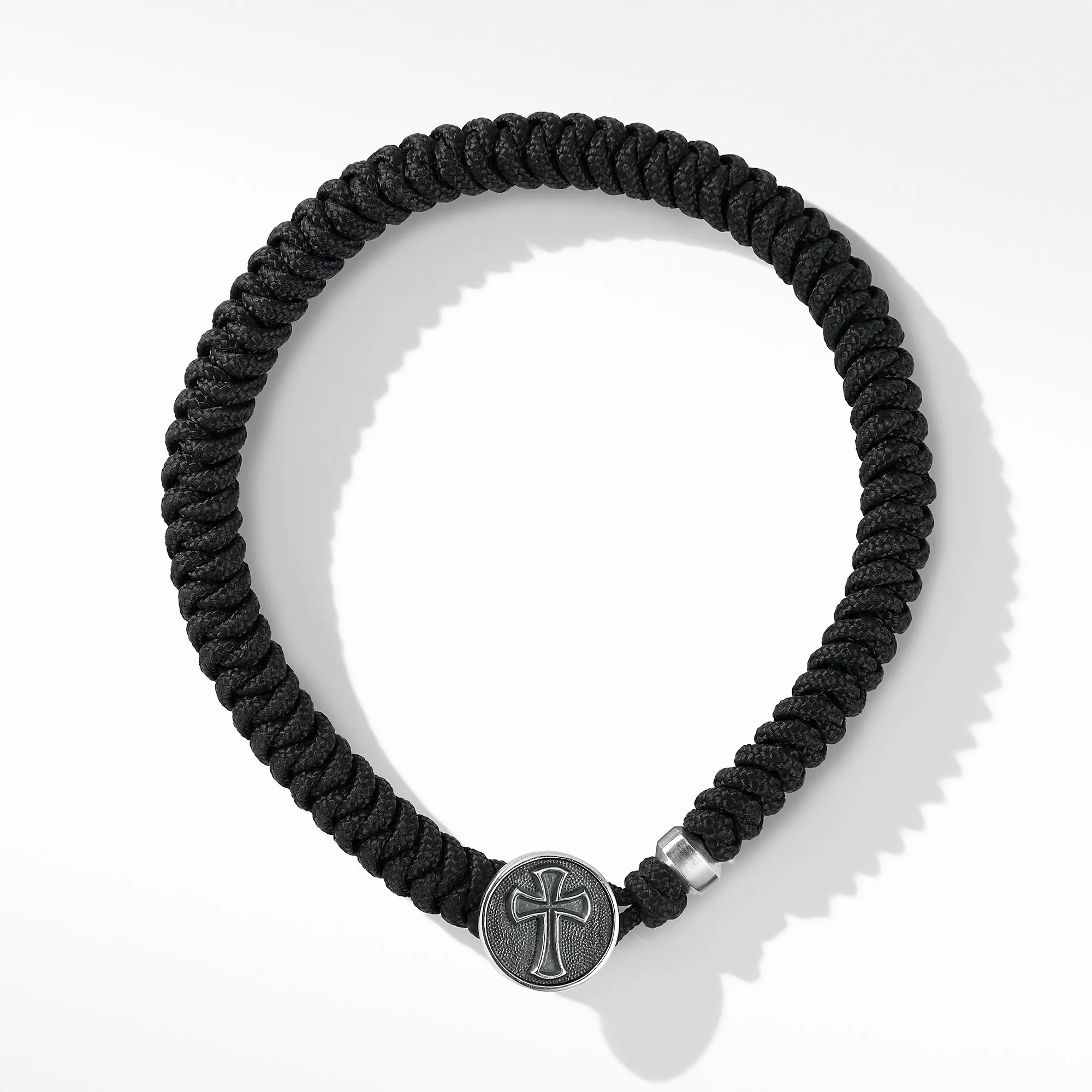 Men's Woven Cross Bracelet with Black Nylon