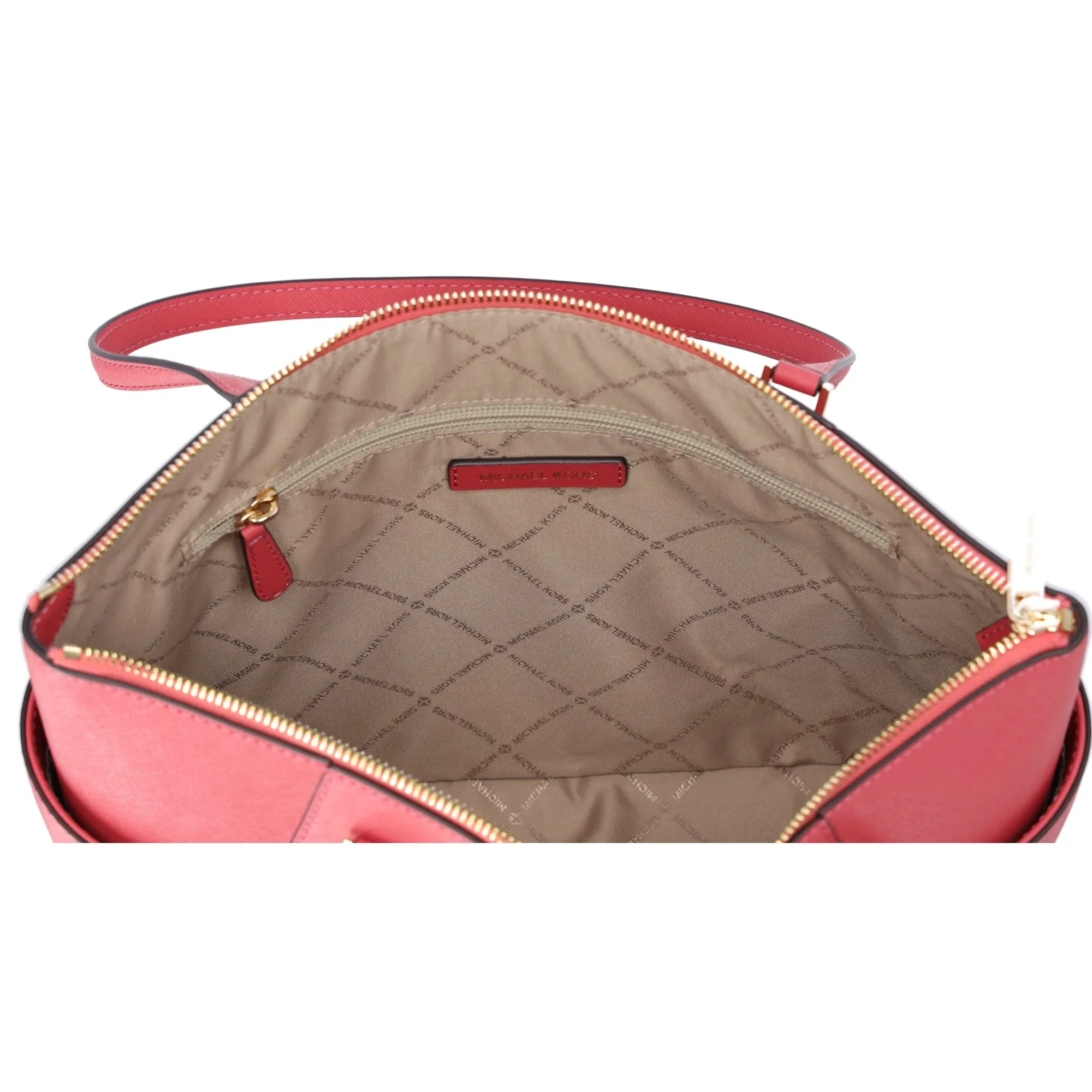 Michael Kors Charlotte Large Top Zip Leather Tote Light Berry Sorbet Pink