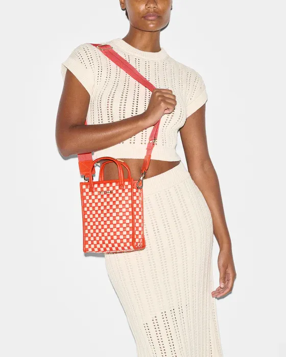 Micro Woven Box Tote | Sandshell Poppy