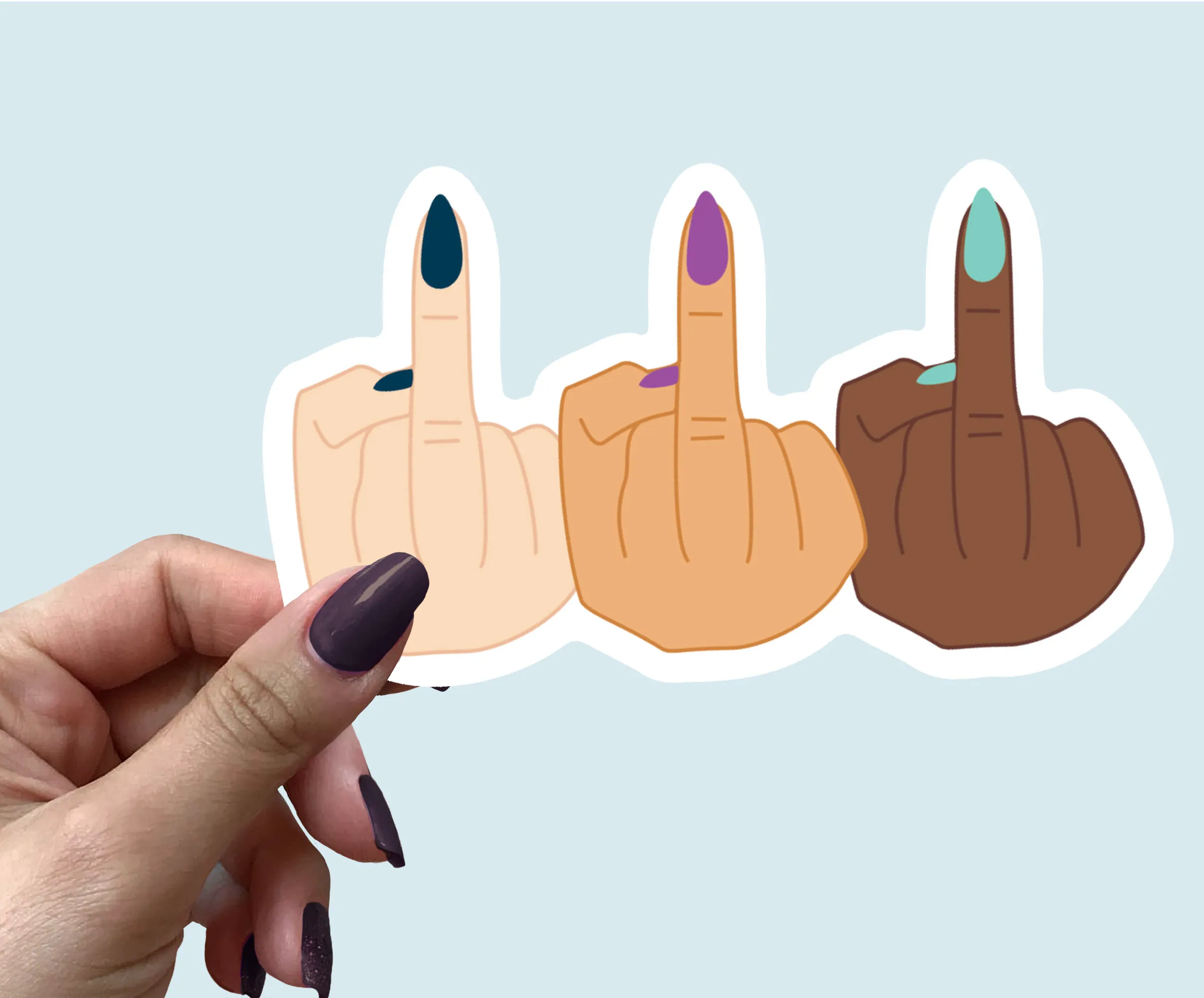 Middle finger waterproof vinyl sticker