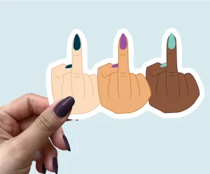 Middle finger waterproof vinyl sticker