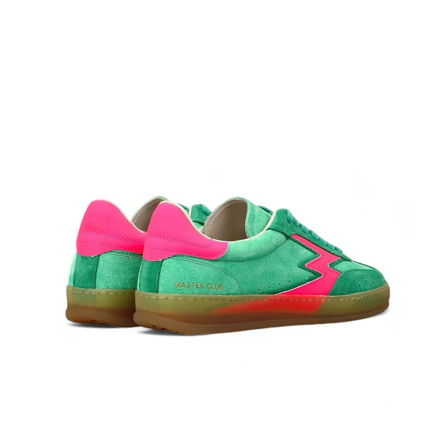 Moa Concept Master Club lys grønn sneaker med neonrosa detaljer