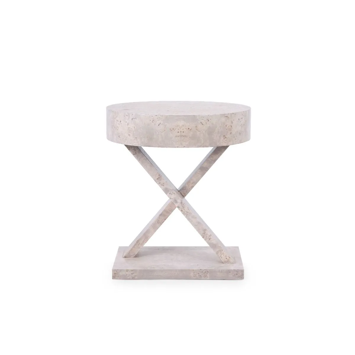 Modena 1-Drawer Side Table / Light Gray Burl