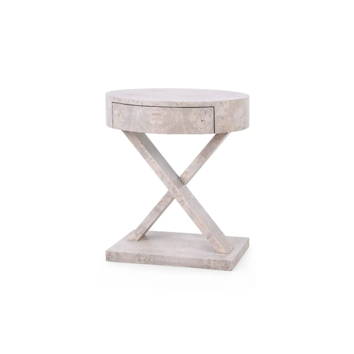 Modena 1-Drawer Side Table / Light Gray Burl
