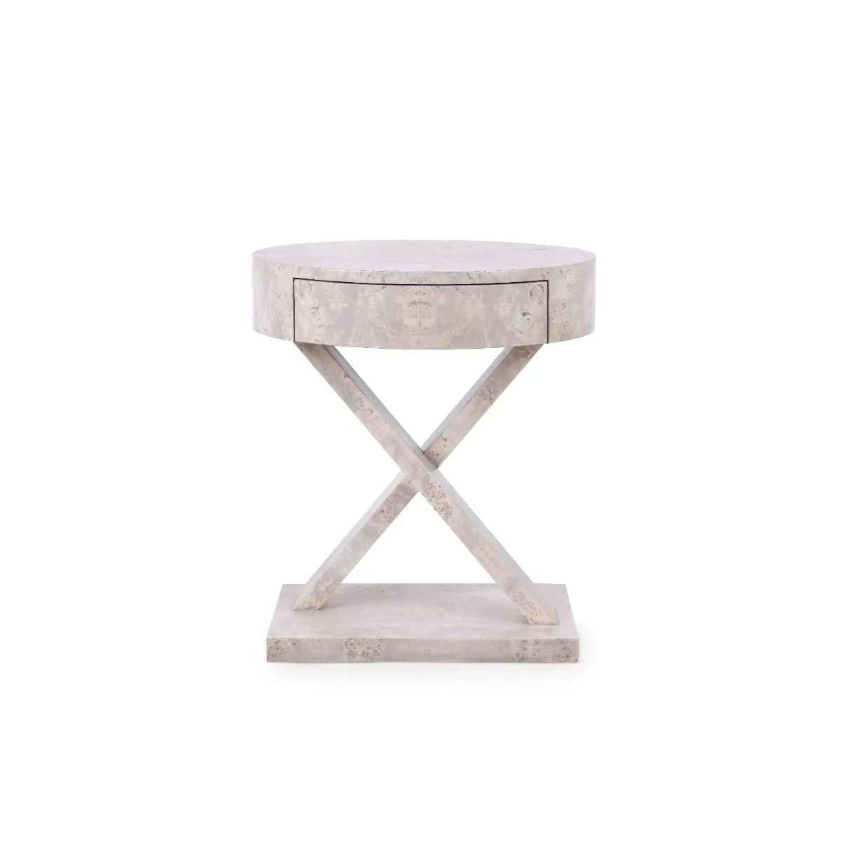 Modena 1-Drawer Side Table / Light Gray Burl