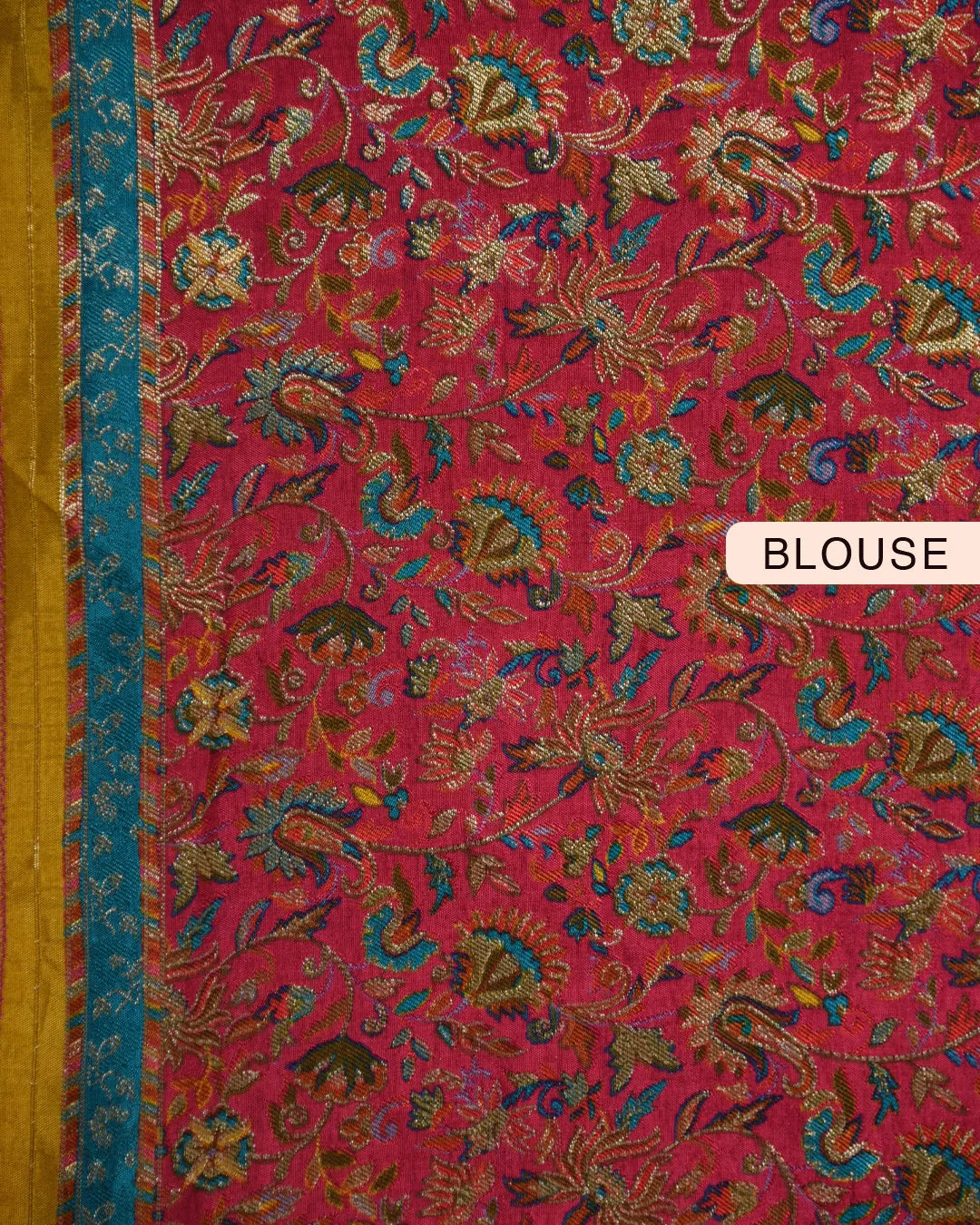 Mustard Silk Viscose Jamdani Woven Saree With Silk Woven Blouse