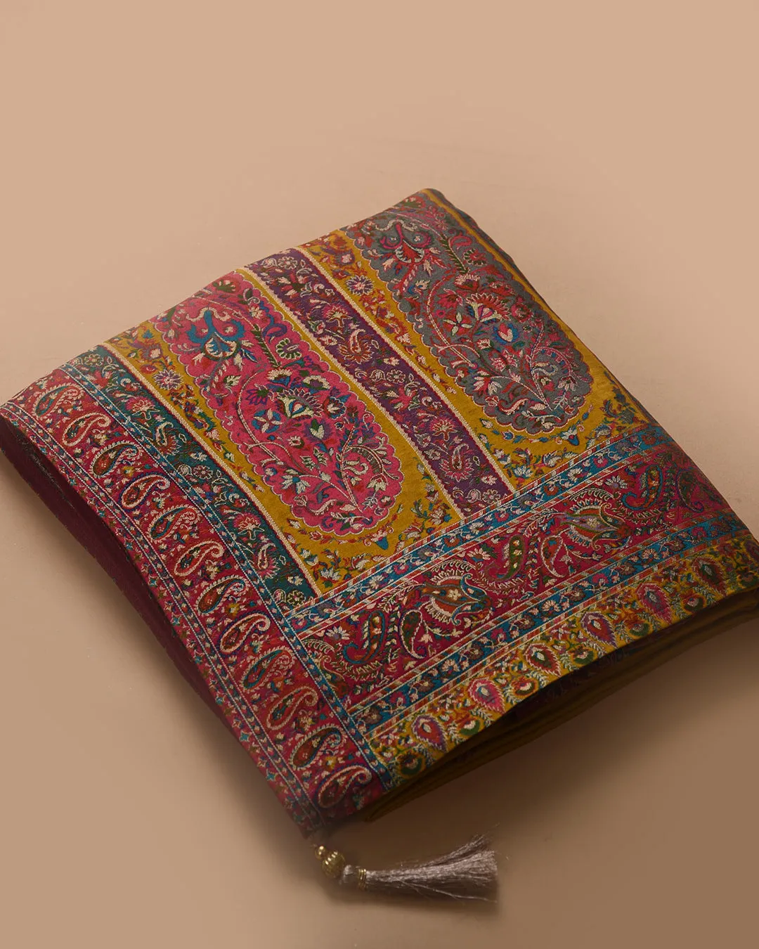 Mustard Silk Viscose Jamdani Woven Saree With Silk Woven Blouse
