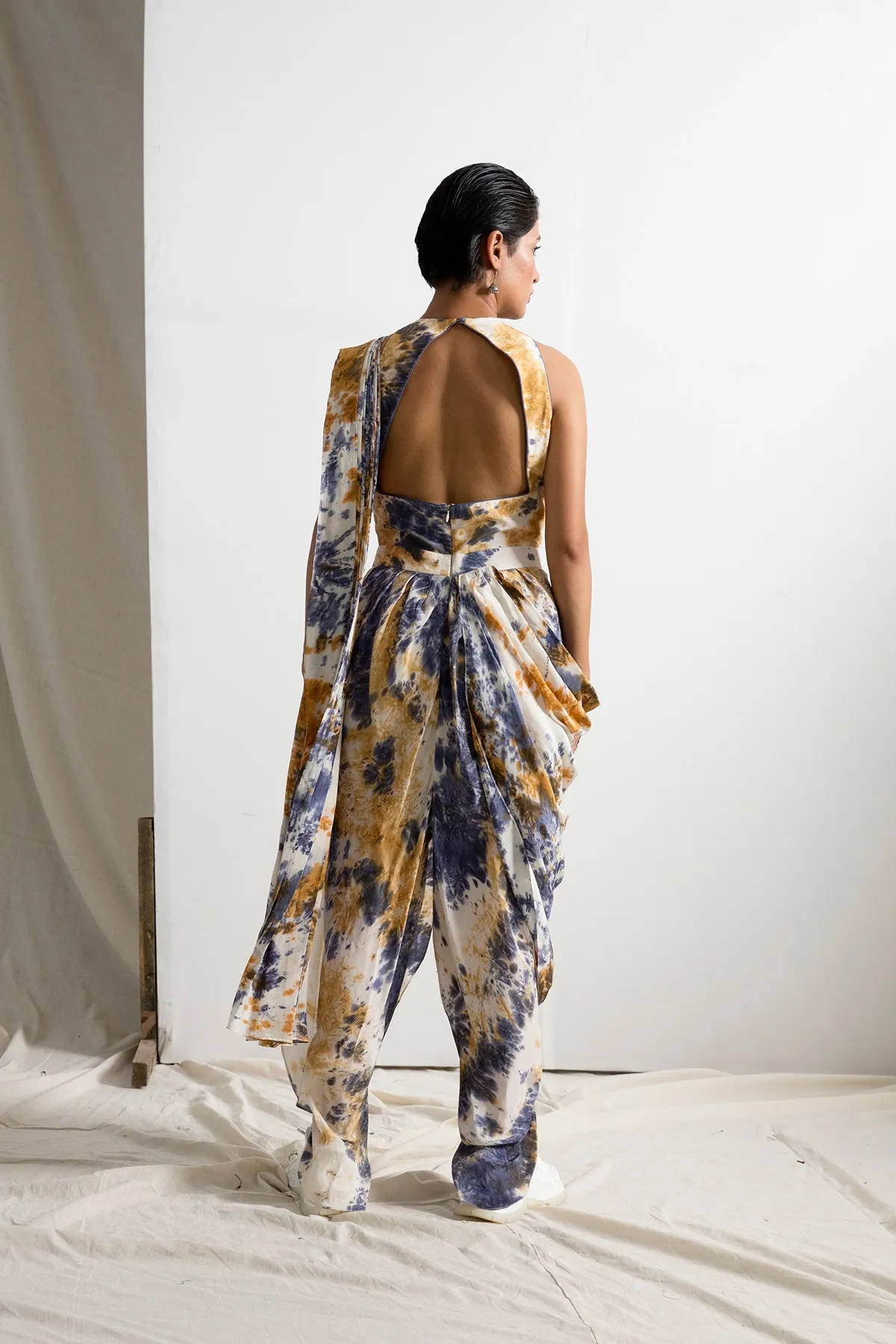 Myla - Tie & Dye Draped Jumpsuit  Saree