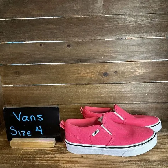 New Big Kids Vans Asher Classic Slip On Skateboarding Sneakers‎ Shoes Size 4 Y