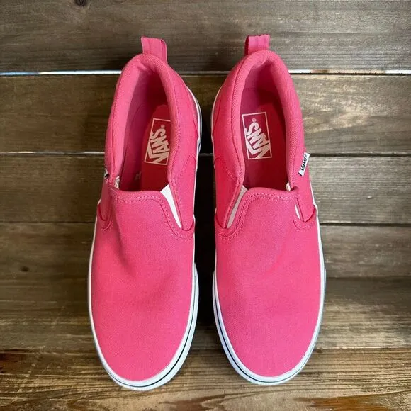 New Big Kids Vans Asher Classic Slip On Skateboarding Sneakers‎ Shoes Size 4 Y