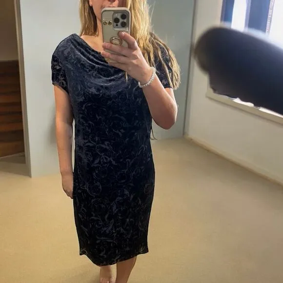 NEW Magaschoni NY Drap Neck Burnout Velvet Dress Size 16 TRR