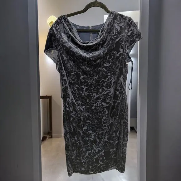 NEW Magaschoni NY Drap Neck Burnout Velvet Dress Size 16 TRR