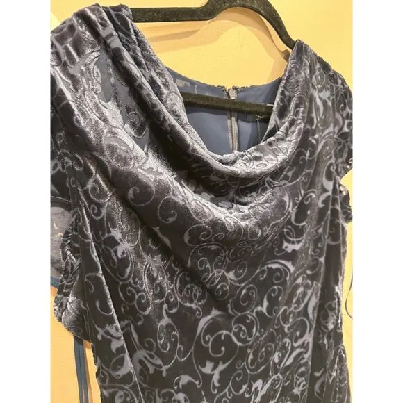 NEW Magaschoni NY Drap Neck Burnout Velvet Dress Size 16 TRR