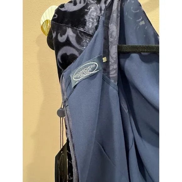 NEW Magaschoni NY Drap Neck Burnout Velvet Dress Size 16 TRR