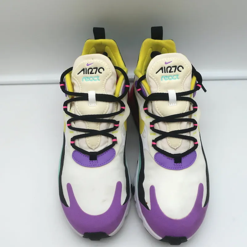 Nike Air Max 270 React Geometric Art Sneakers White/Violet Size 9 AT6174-101