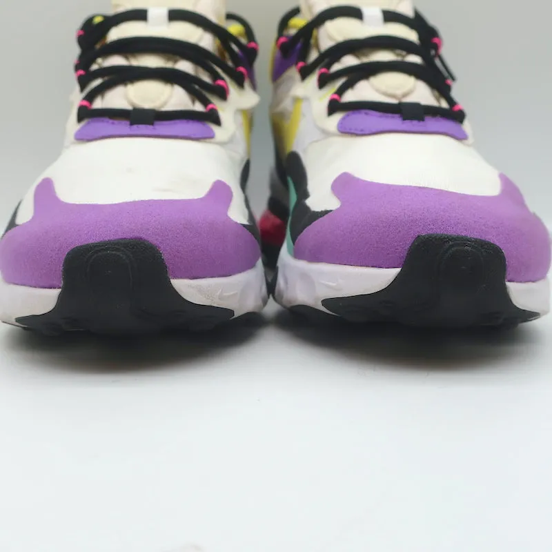 Nike Air Max 270 React Geometric Art Sneakers White/Violet Size 9 AT6174-101