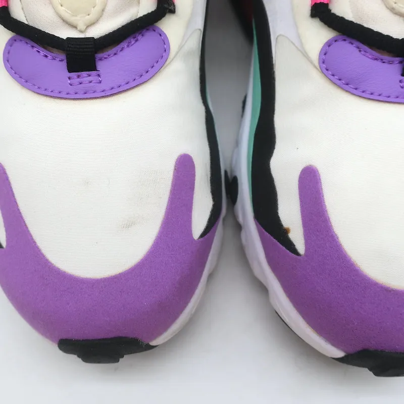 Nike Air Max 270 React Geometric Art Sneakers White/Violet Size 9 AT6174-101