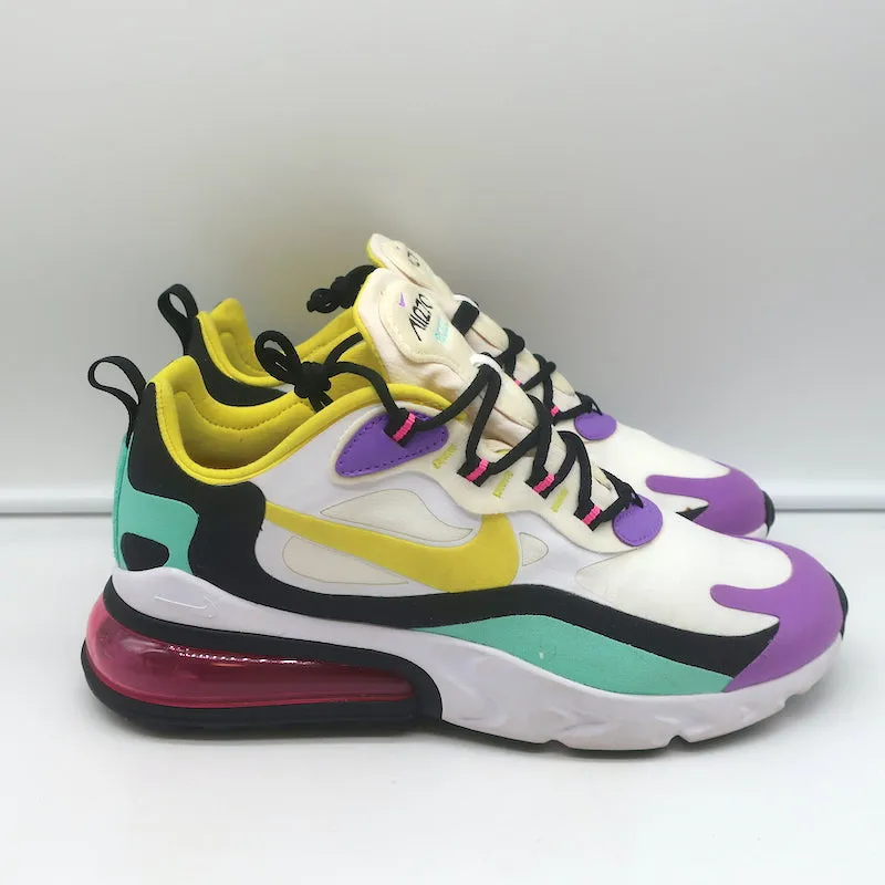 Nike Air Max 270 React Geometric Art Sneakers White/Violet Size 9 AT6174-101