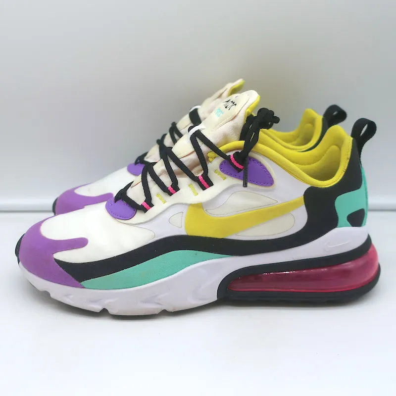 Nike Air Max 270 React Geometric Art Sneakers White/Violet Size 9 AT6174-101