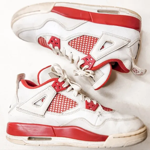 Nike White Gym Red Black Air Jordan 4 Retro ‘Alternate 89’ Size 5Y (Womens Sz 7)