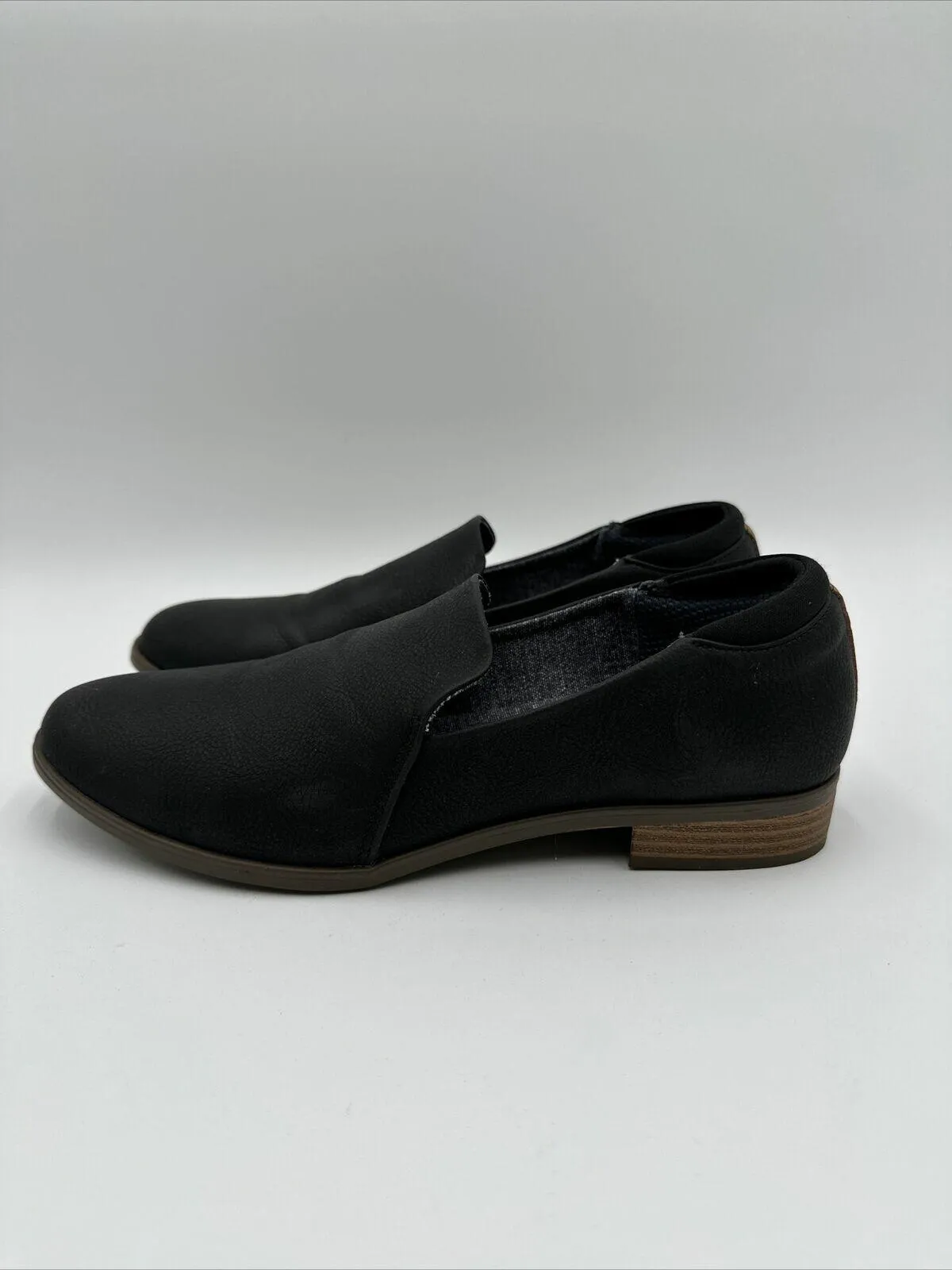 NWOB Dr. Scholl Womens Rate Loafers Black Faux Leather Round Toe Casual Size 9M - Like New