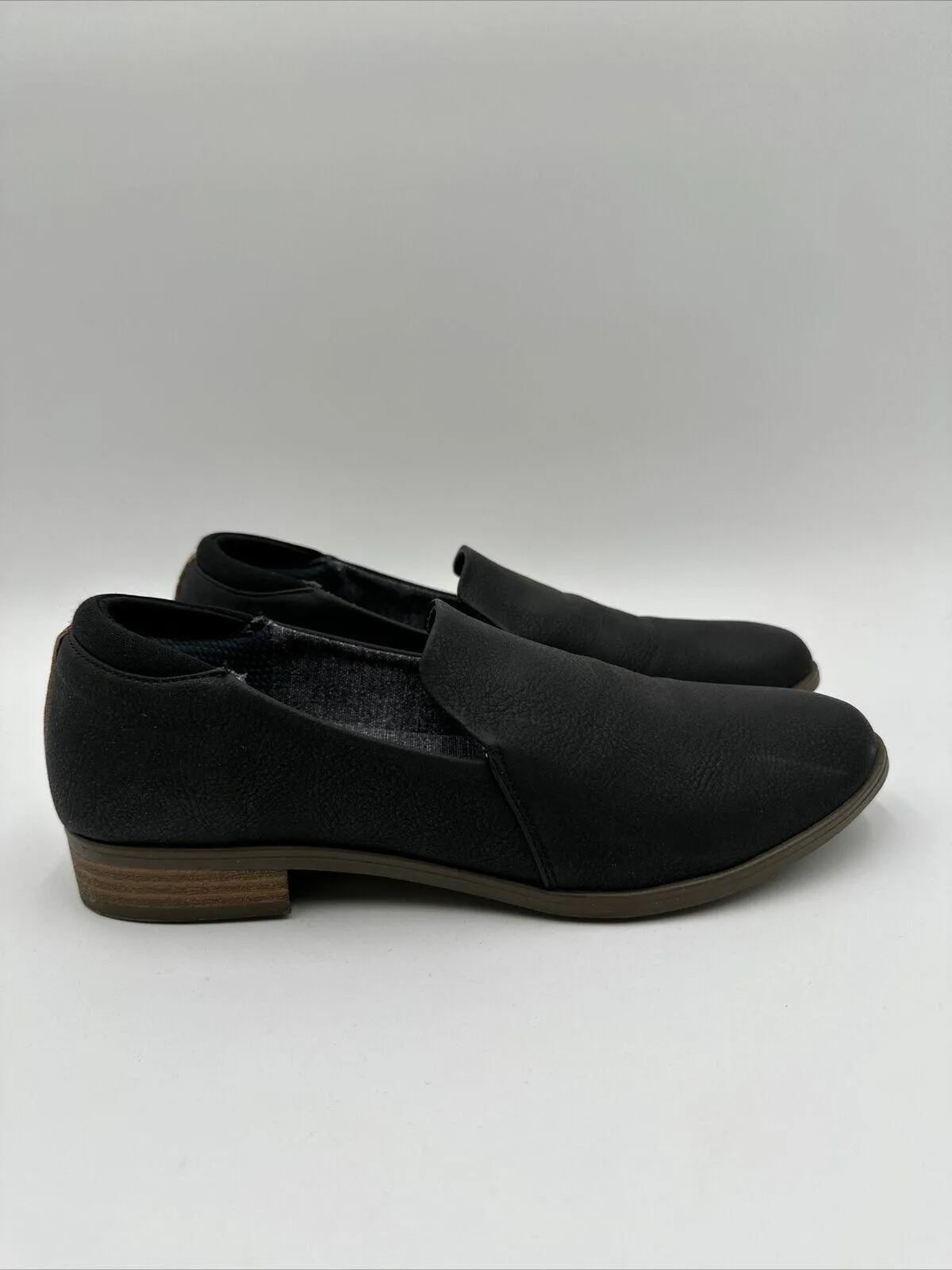 NWOB Dr. Scholl Womens Rate Loafers Black Faux Leather Round Toe Casual Size 9M - Like New