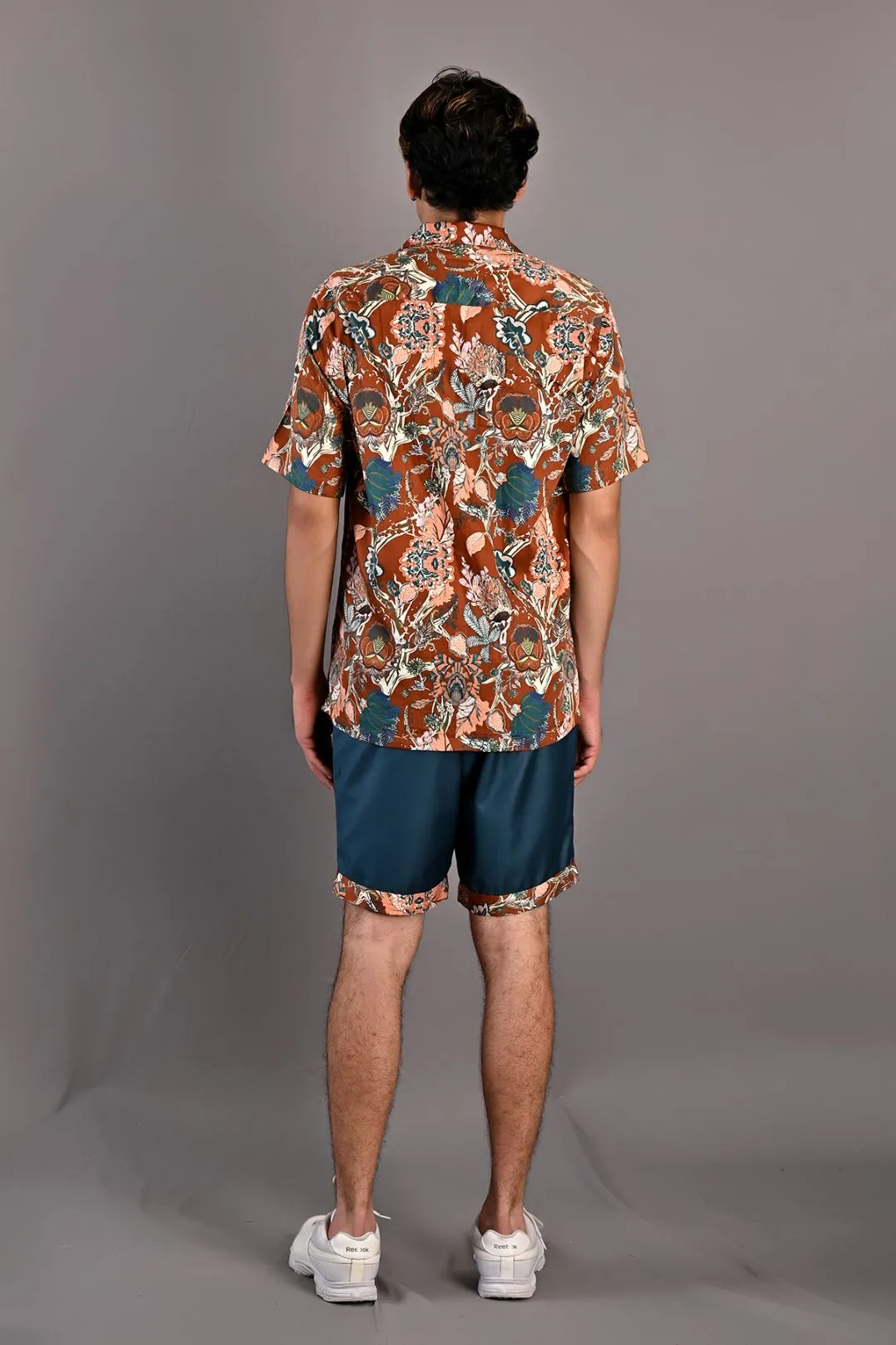 Oak- Maroon & Multi Printed Shirt with Teal Green Shorts Set