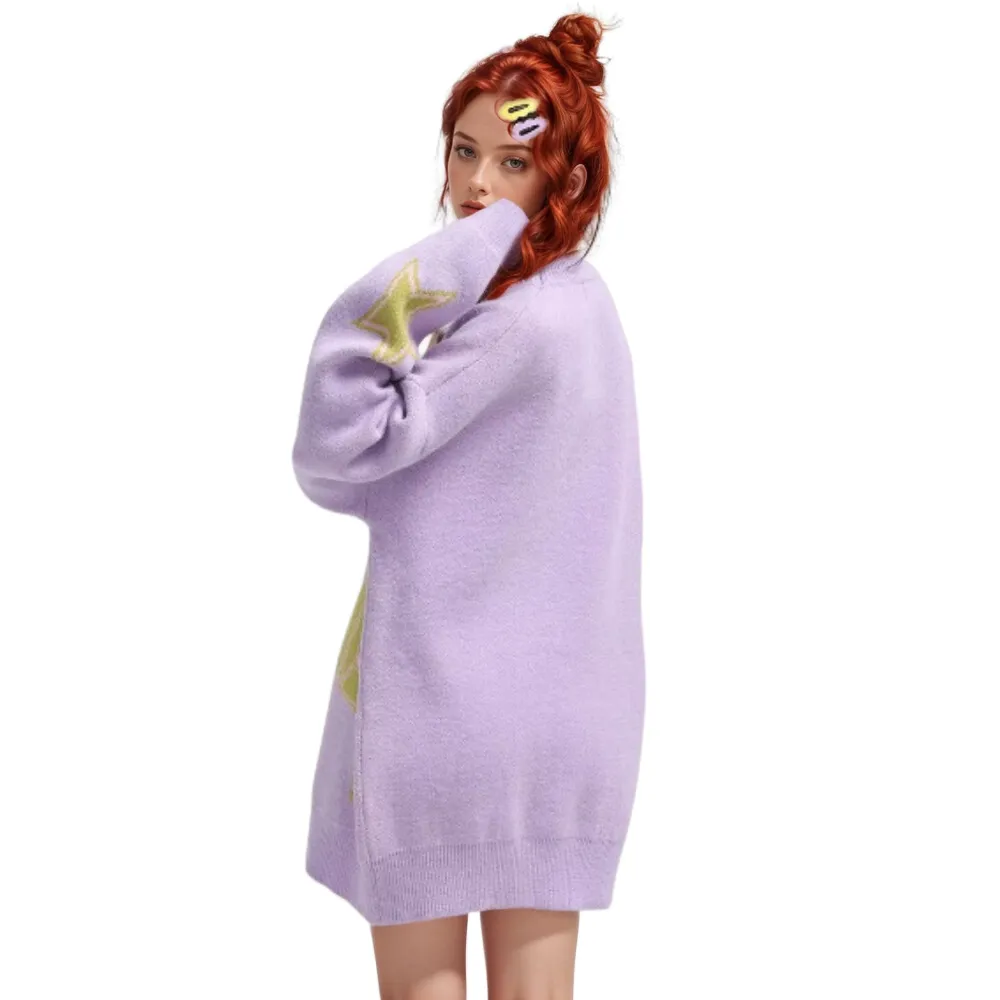 OOC' Retro Woven Letter Loose Sweater
