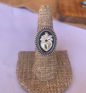 Oval ring with sacred heart