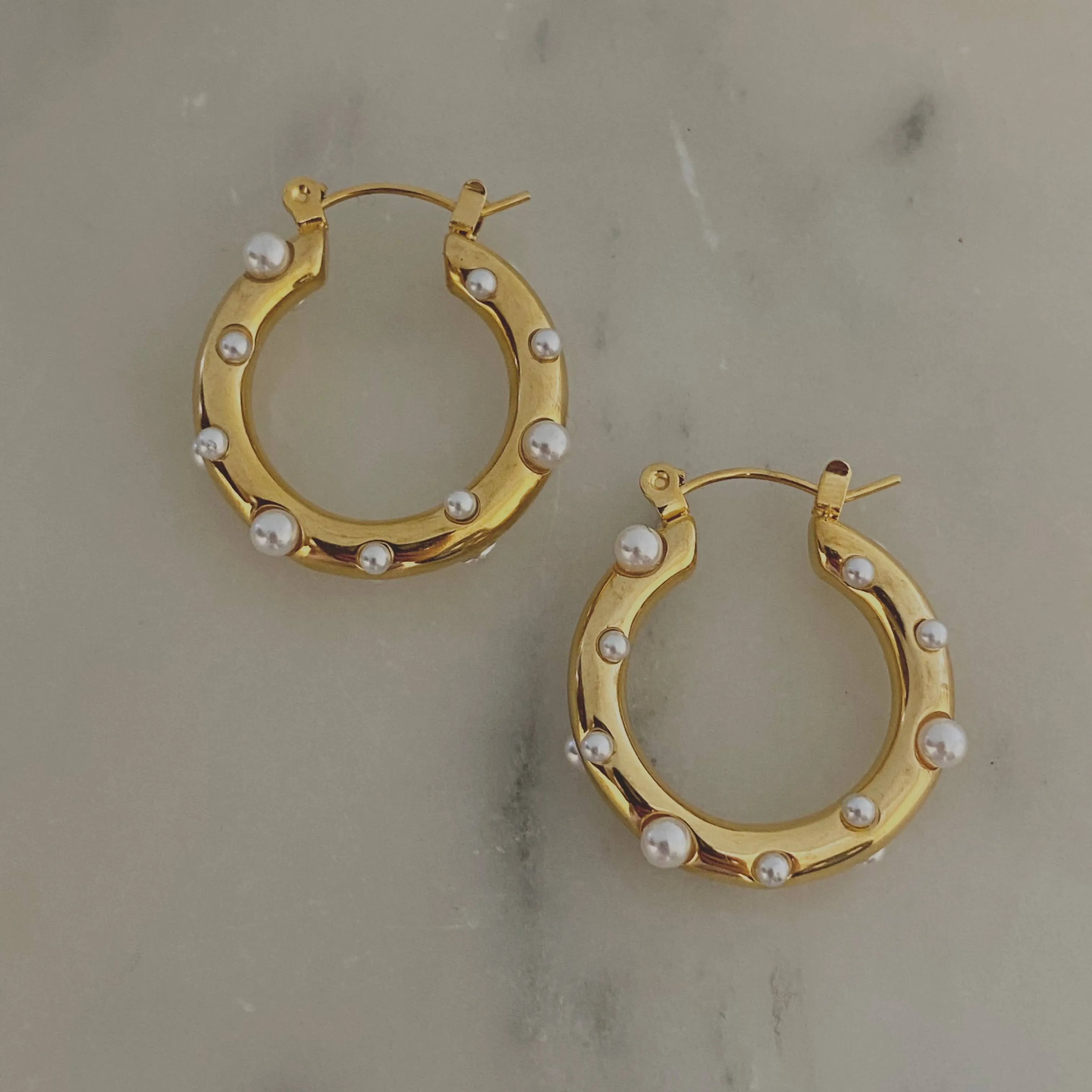 Pearls Gold Plated Earrings - waterproof