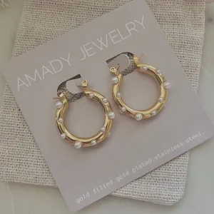Pearls Gold Plated Earrings - waterproof
